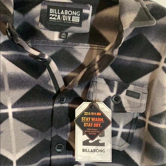 Billabong Furnace Flannel Print Button Down Long Sleeve Water Resistant Shacket - Picture 2 of 8